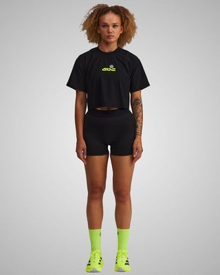 PERFORMANCE CORE CROPPED T-SHIRT BLACK/NEON GREEN