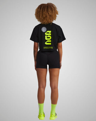 PERFORMANCE CORE CROPPED T-SHIRT BLACK/NEON GREEN