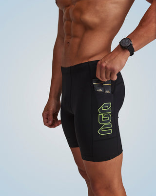 PERFORMANCE EVOLUTION HALF TIGHTS 7" BLACK/GREEN CIRCUIT