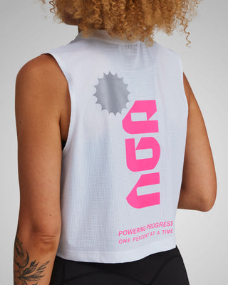 PERFORMANCE CORE CROP TANK WHITE/PINK