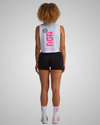PERFORMANCE CORE CROP TANK WHITE/PINK
