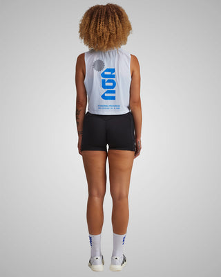 PERFORMANCE CORE CROP TANK WHITE/ROYAL BLUE