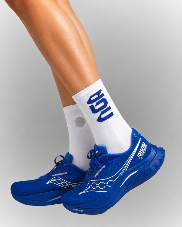 PERFORMANCE CREW SOCKS WHITE/ROYAL BLUE