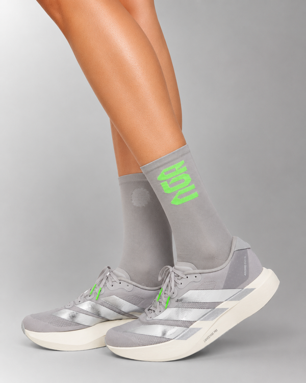 PERFORMANCE CREW SOCKS GREY/ELECTRIC GREEN