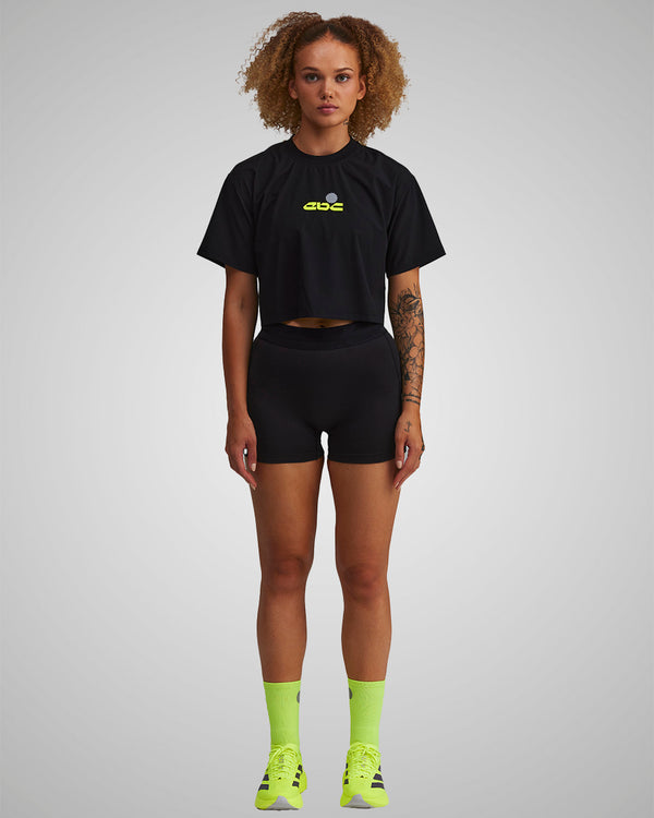 PERFORMANCE CORE CROPPED T-SHIRT BLACK/NEON GREEN