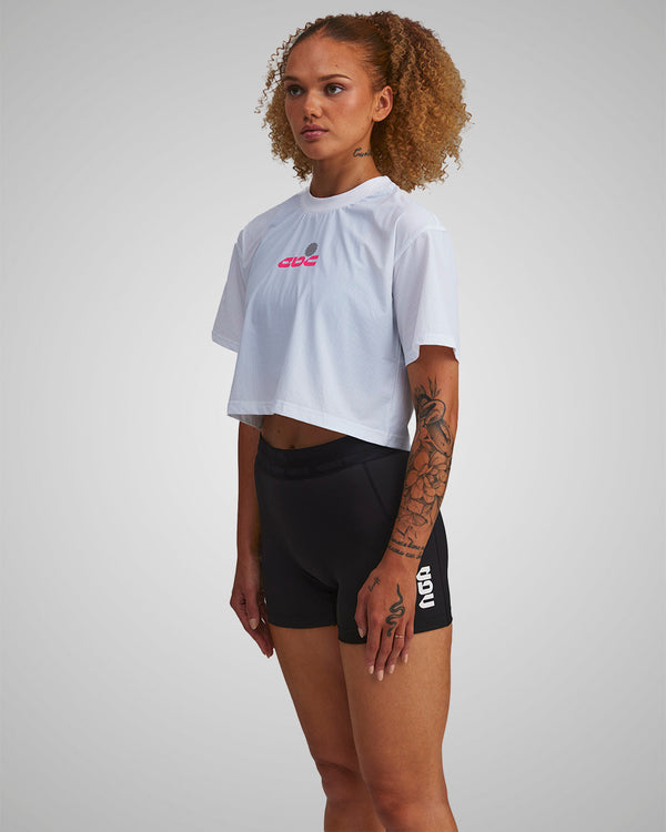 PERFORMANCE CORE CROPPED T-SHIRT WHITE/PINK