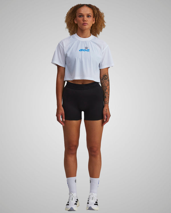 PERFORMANCE CORE CROPPED T-SHIRT WHITE/ROYAL BLUE