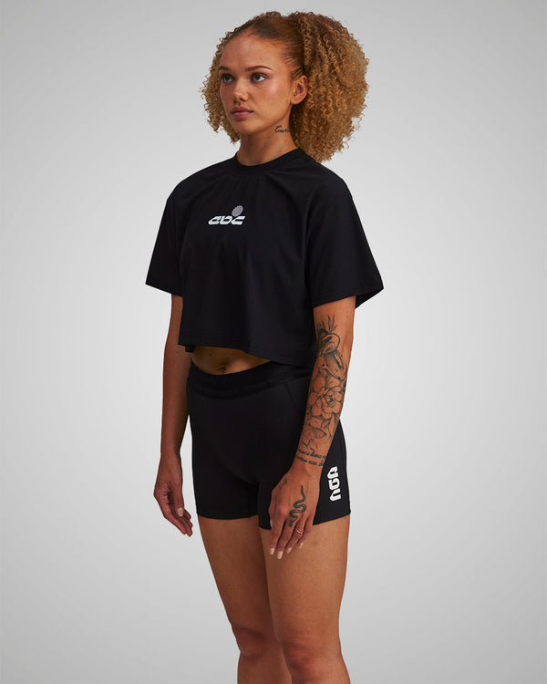 PERFORMANCE CORE CROPPED T-SHIRT BLACK/WHITE