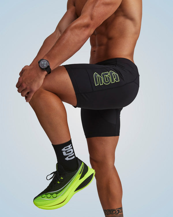 PERFORMANCE EVOLUTION HALF TIGHTS 7" BLACK/GREEN CIRCUIT