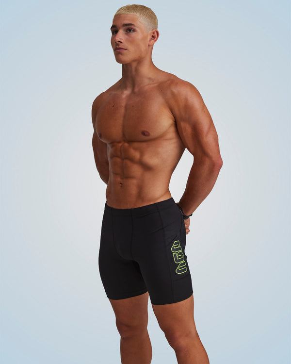 PERFORMANCE EVOLUTION HALF TIGHTS 7" BLACK/GREEN CIRCUIT