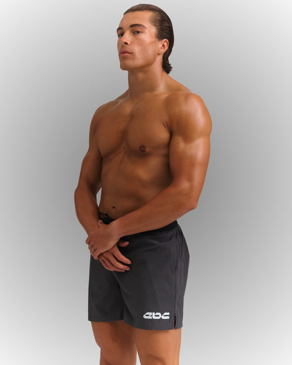 PERFORMANCE SHORT 5" GREY/WHITE