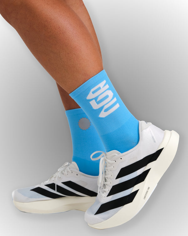 PERFORMANCE CREW SOCKS SKY BLUE/WHITE