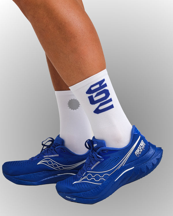 PERFORMANCE CREW SOCKS WHITE/ROYAL BLUE