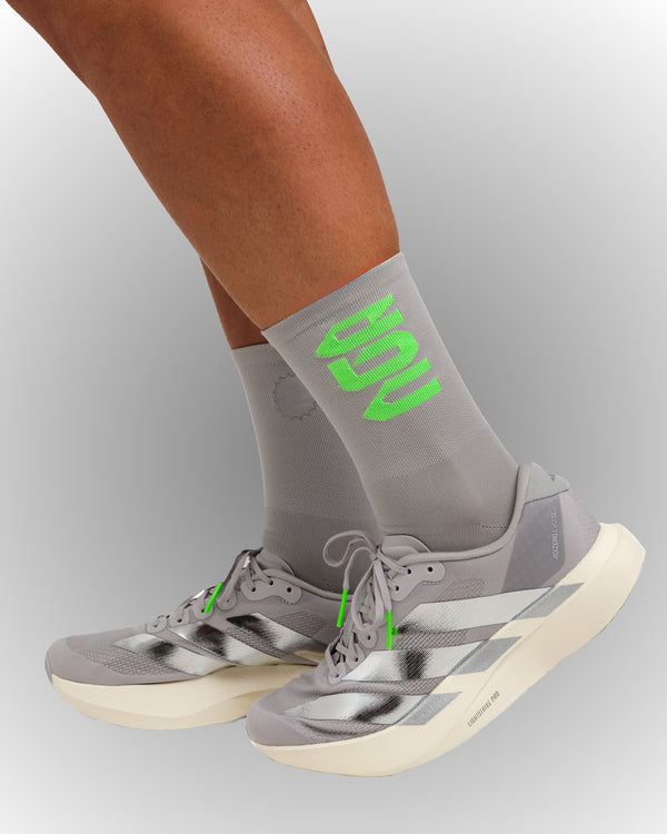PERFORMANCE CREW SOCKS GREY/ELECTRIC GREEN