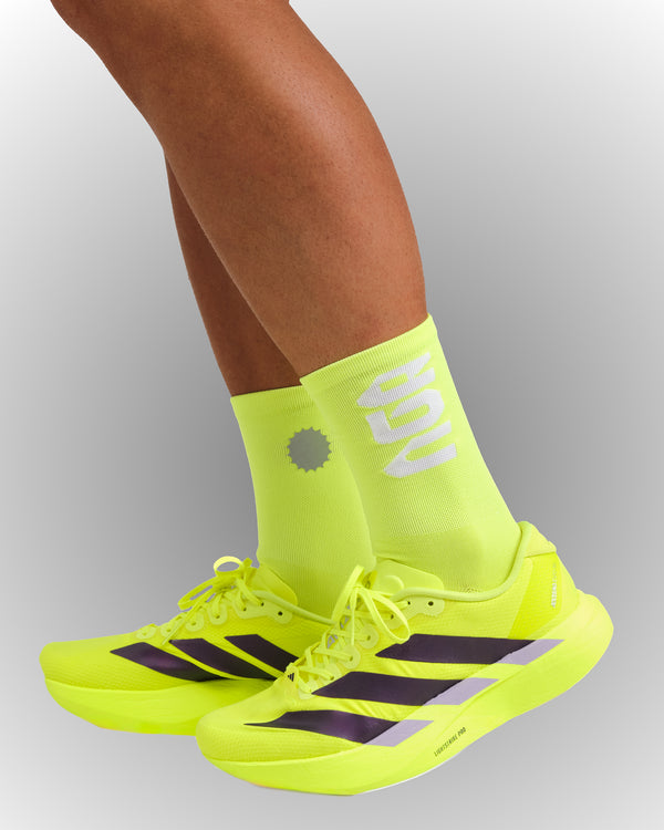 PERFORMANCE CREW SOCKS NEON GREEN/WHITE