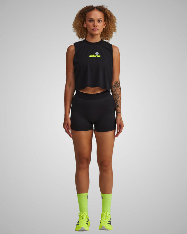 PERFORMANCE CORE CROP TANK BLACK/NEON GREEN