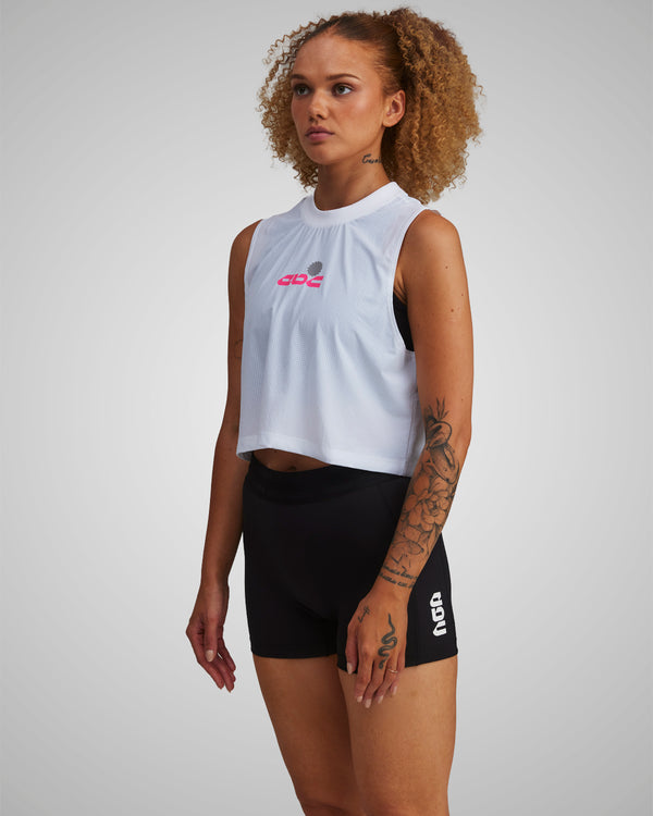 PERFORMANCE CORE CROP TANK WHITE/PINK