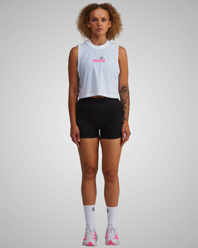 PERFORMANCE CORE CROP TANK WHITE/PINK